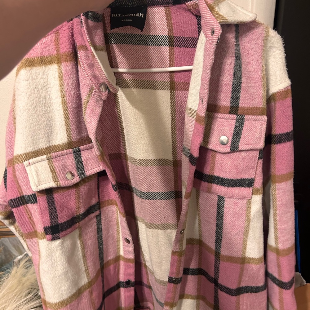 Kittenish Pink and Brown Plaid Shirt